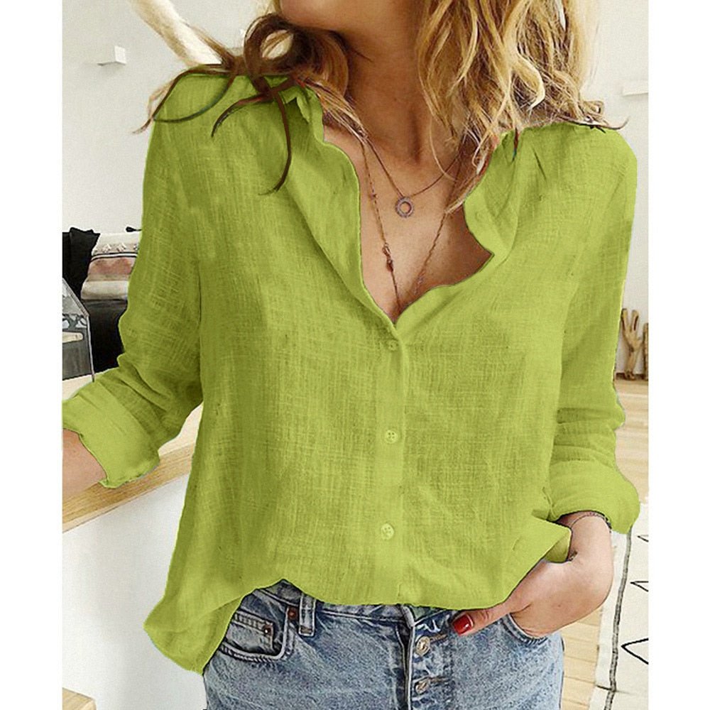Women All-Season Elegant Versatile Cotton Blouse